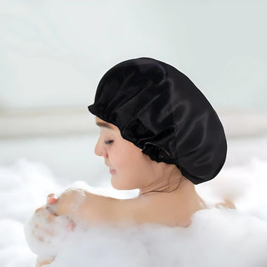 Silk Satin Hair Bonnet - PLEDO Black PLEDO